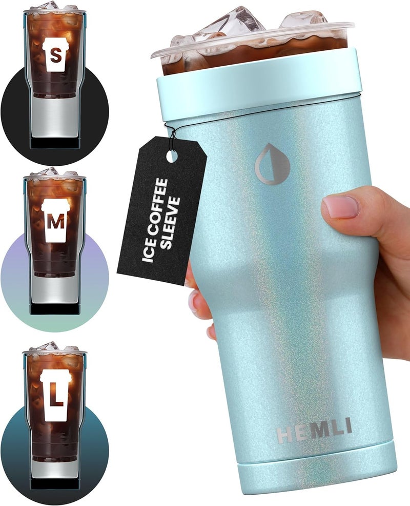 Hemli Universal Ice Coffee Sleeve Insulator - Insulated Iced Coffee Holder To Go, Insulated Cup Holder for Starbucks Dunkin Donuts McDonalds, Reusable Coffee Sleeve - Image 1